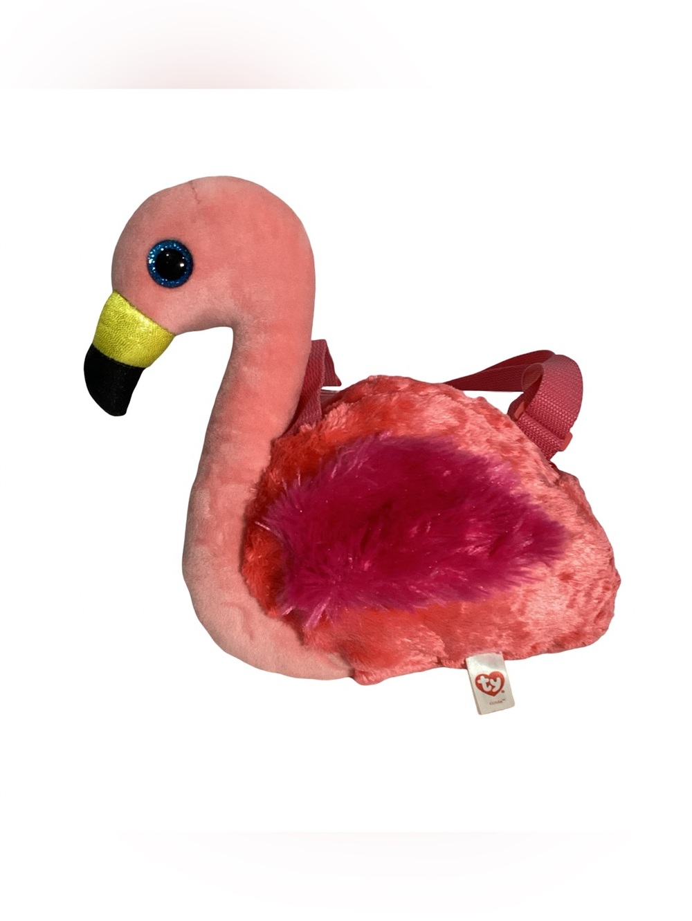 ty Gilda The Pink Plush Flamingo Zippered Crossbody Bag NWOT Soft & Cute